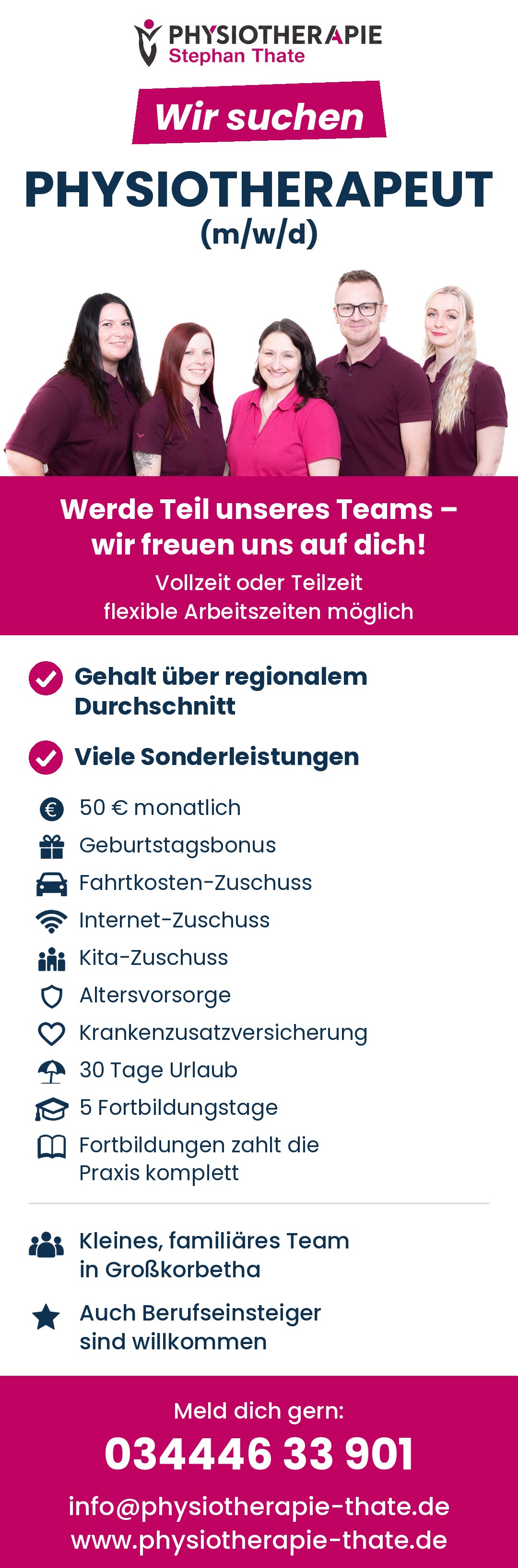 Wir suchen Physiotherapeut (m/w/d) – Physiotherapie Stephan Thate
